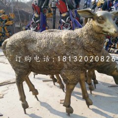 玻璃鋼綿羊雕塑，仿銅動物雕塑