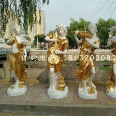 吹拉彈唱雕塑，玻璃鋼西方美女雕塑