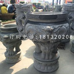 青石香爐，寺廟三足香爐