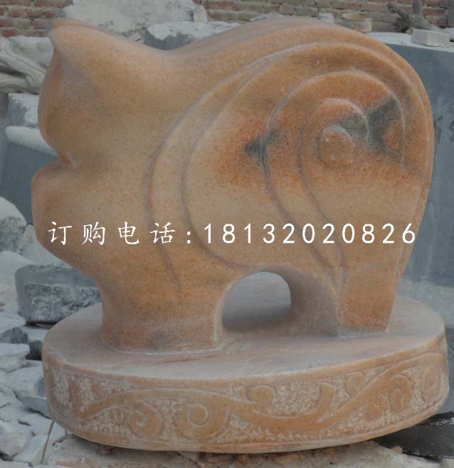 十二生肖石雕，晚霞紅抽象動(dòng)物 (3)