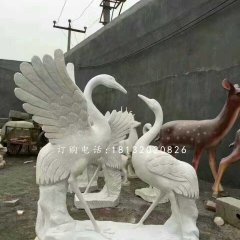 仙鶴石雕，公園大理石仙鶴