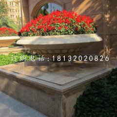 石雕花缽，小區(qū)花盆石雕