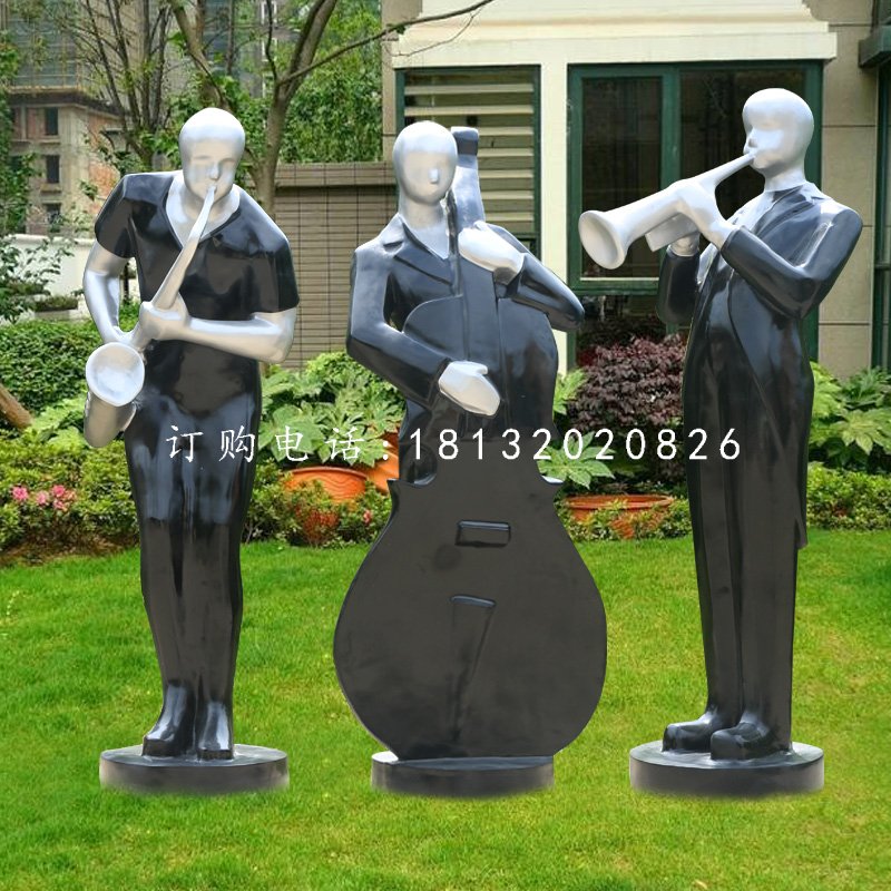 公園演奏雕塑，玻璃鋼抽象人物
