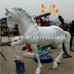 白馬雕塑，玻璃鋼動物雕塑