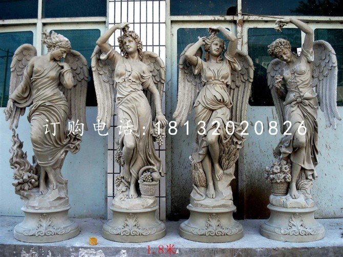 玻璃鋼仿銅天使雕塑，西方人物雕塑