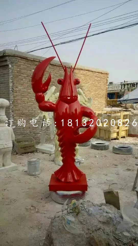 玻璃鋼飯店門口雕塑，大蝦雕塑