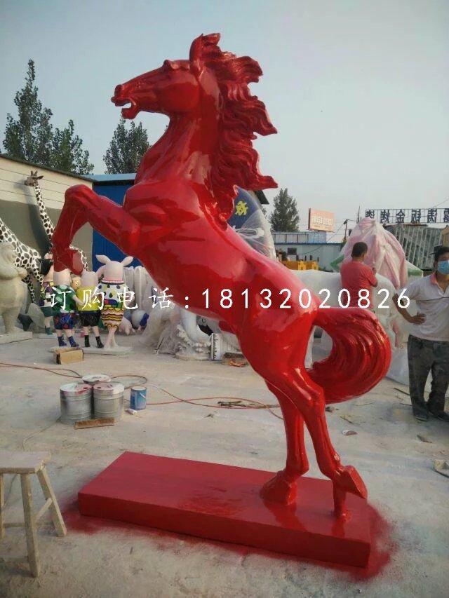 玻璃鋼立馬雕塑，噴漆動物雕塑