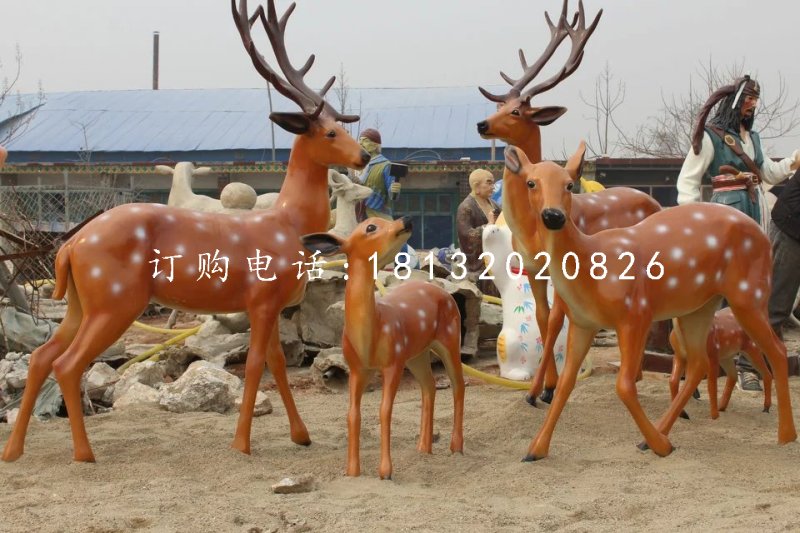 仿真小鹿雕塑，玻璃鋼梅花鹿 (4)