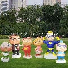 豬豬俠雕塑，玻璃鋼卡通擺件