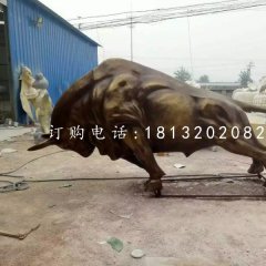 玻璃鋼開荒牛雕塑，仿銅動物雕塑