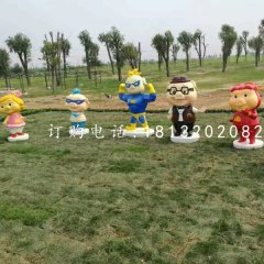 公園卡通擺件，玻璃鋼豬豬俠雕塑