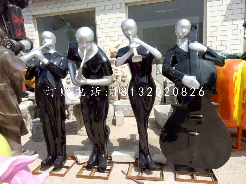 吹奏雕塑，玻璃鋼抽象人物