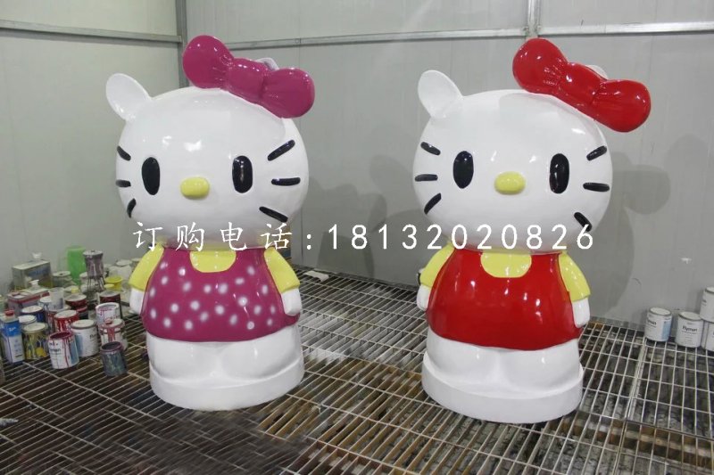 玻璃鋼hello kitty雕塑，卡通雕塑