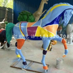 玻璃鋼彩繪馬雕塑，公園動物雕塑
