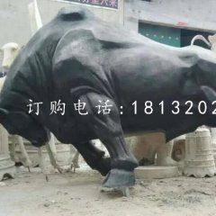 玻璃鋼拓荒牛雕塑，仿銅動(dòng)物雕塑