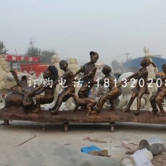 拔蘿卜雕塑，玻璃鋼仿銅小品雕塑