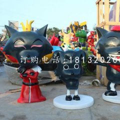 玻璃鋼灰太狼一家雕塑，卡通雕塑
