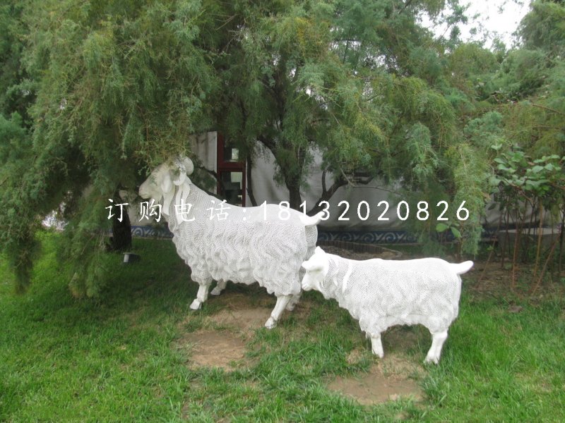 白山羊雕塑，不銹鋼動(dòng)物雕塑