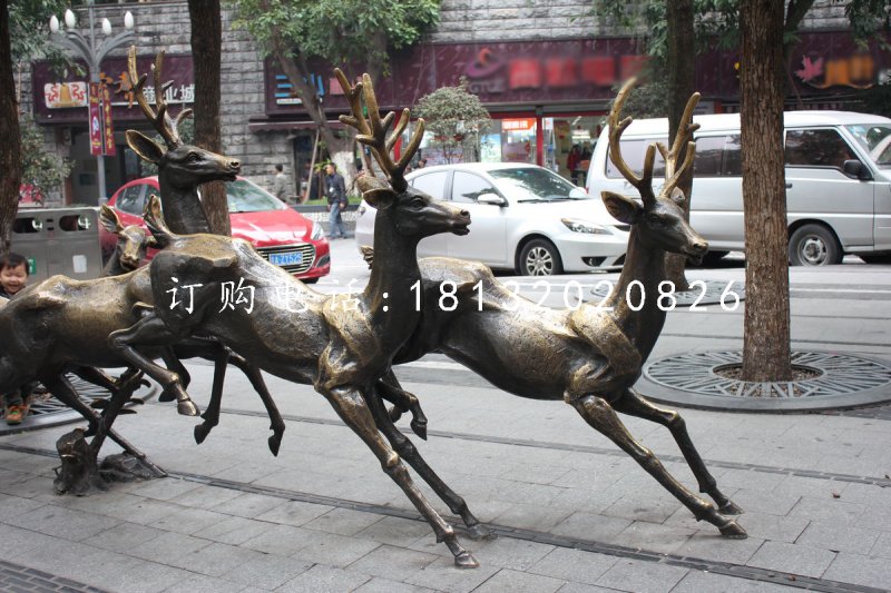 奔跑的鹿銅雕，動(dòng)物銅雕