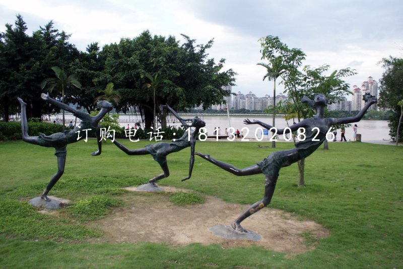 奔跑的小女孩銅雕，公園景觀銅雕