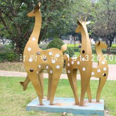 抽象梅花鹿，不銹鋼動(dòng)物雕塑