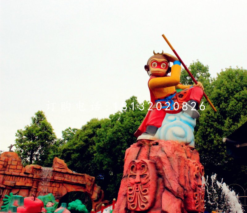 孫悟空雕塑，玻璃鋼卡通雕塑