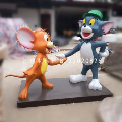湯姆貓杰瑞鼠雕塑，卡通玻璃鋼雕塑