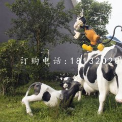 玻璃鋼奶牛雕塑，公園動物雕塑