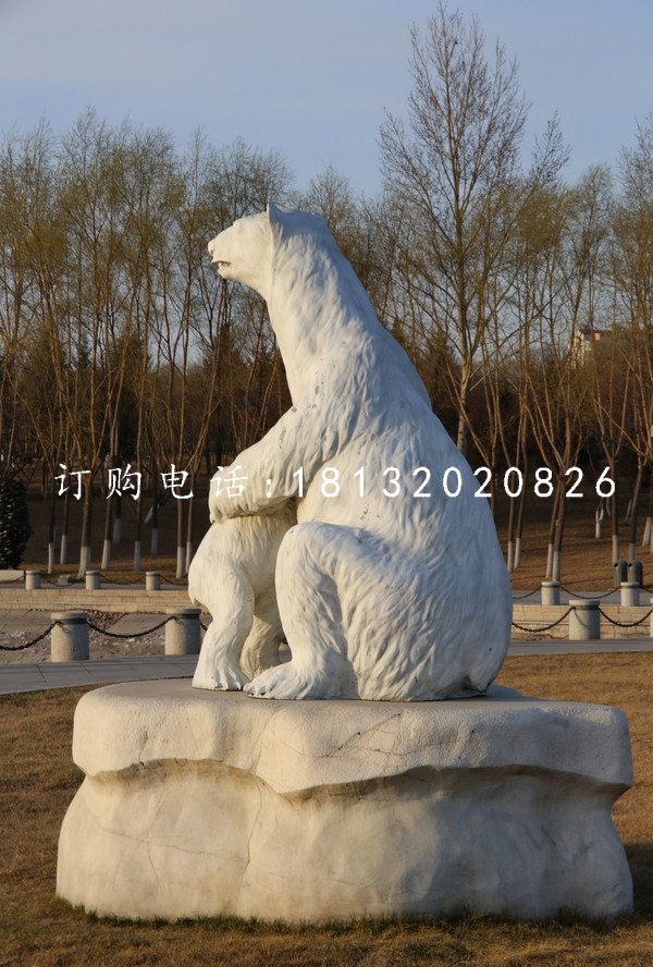 母子北極熊雕塑，玻璃鋼動(dòng)物雕塑