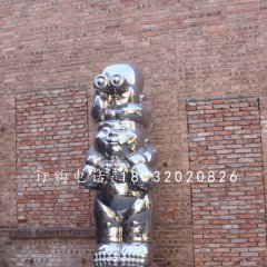 不銹鋼小孩雕塑，小品雕塑