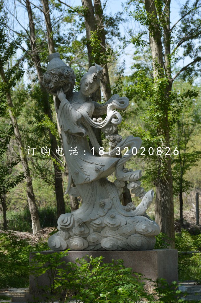天女散花石雕，公園仙女石雕