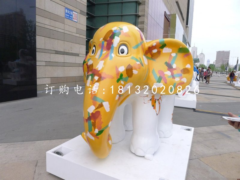 卡通動(dòng)物擺件，玻璃鋼彩繪小象 (2)