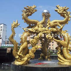 龍戲珠雕塑，銅龍雕塑
