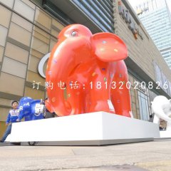 卡通小象雕塑，玻璃鋼商場(chǎng)擺件