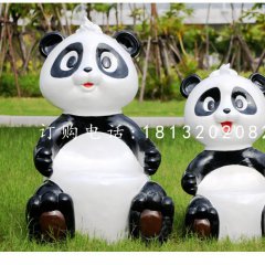 卡通熊貓雕塑，玻璃鋼動(dòng)物擺件