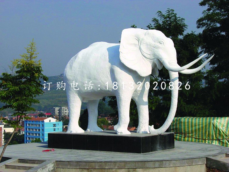白色大象雕塑，玻璃鋼動(dòng)物