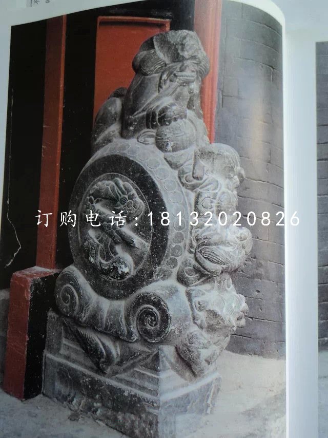 抱鼓石，青石仿古雕塑