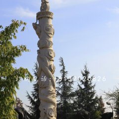 盤龍柱雕塑，石雕柱子