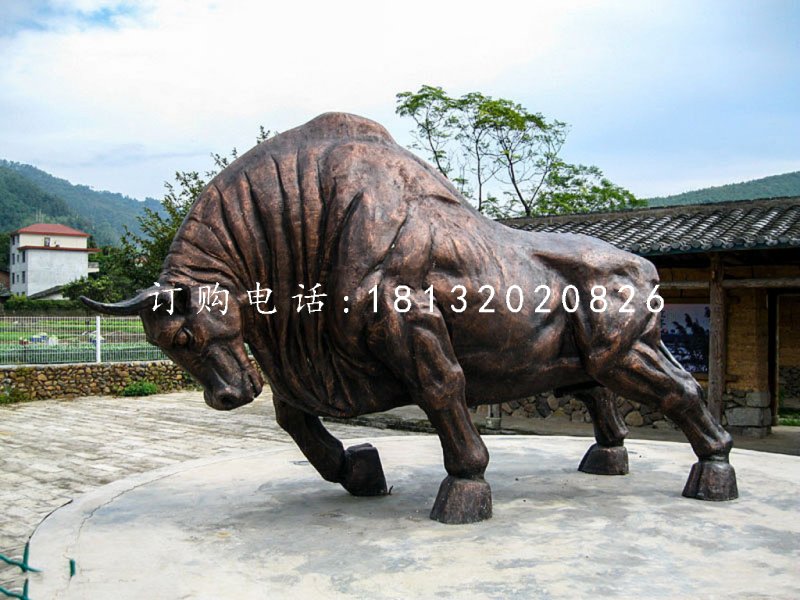 銅雕開荒牛，動物銅雕