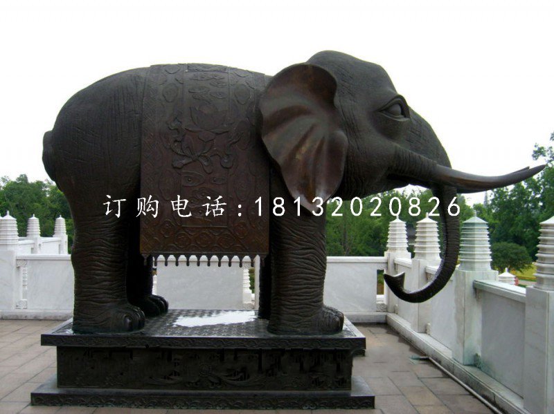 銅雕大象，寺廟銅大象雕塑