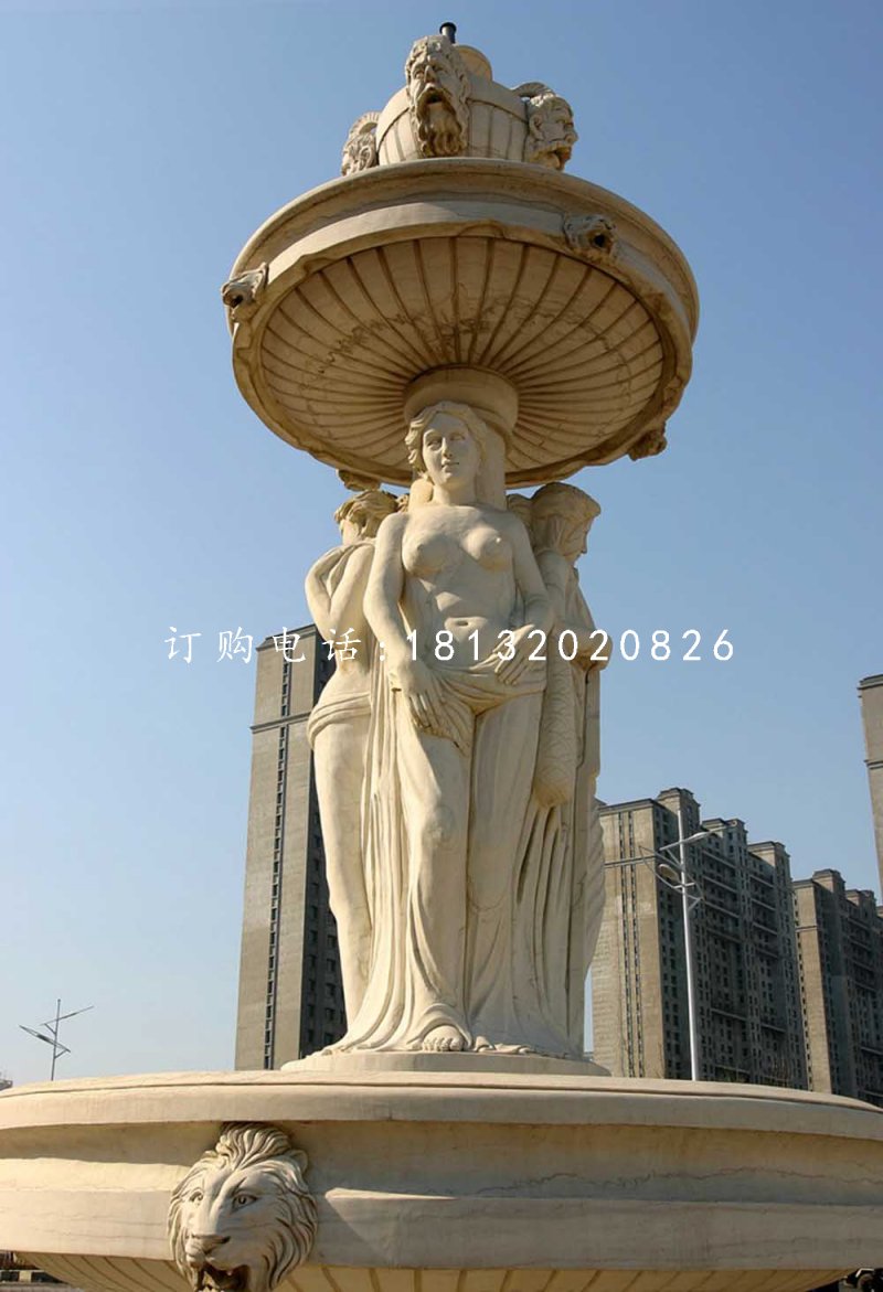 西方人物石噴泉，廣場(chǎng)景觀石雕