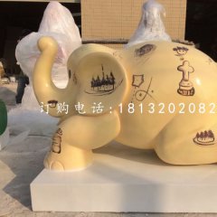 小象雕塑，玻璃鋼彩繪