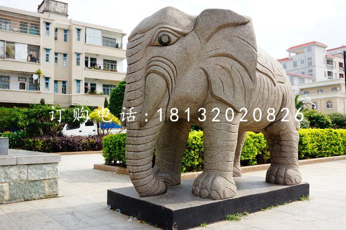 小區(qū)動物石雕，大象石雕