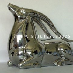 臥著的羚羊雕塑，不銹鋼動物雕塑