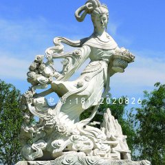 天女散花石雕，公園仙女雕塑