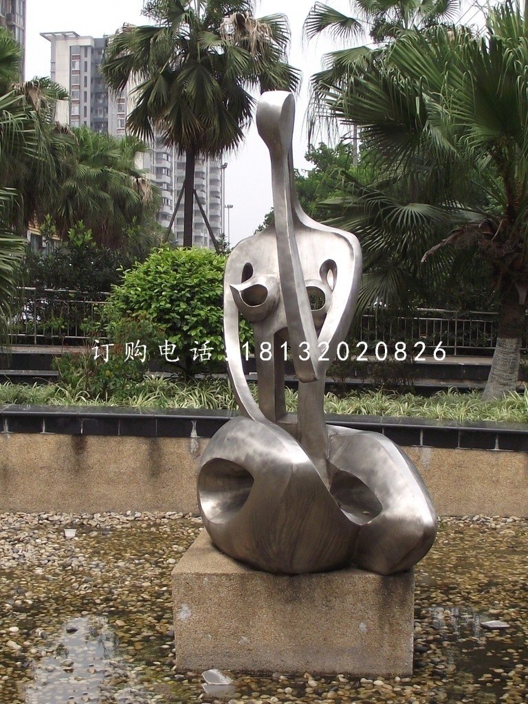 抽象女人雕塑，不銹鋼抽象人物
