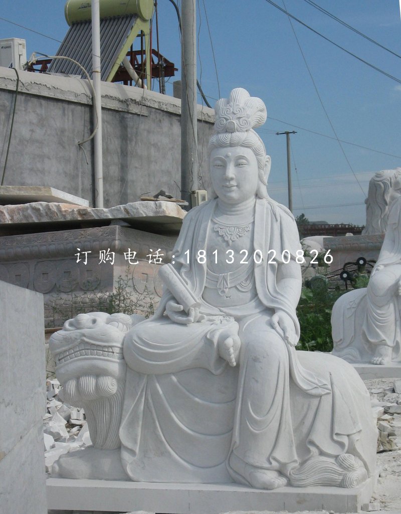 文殊菩薩石雕，漢白玉佛像