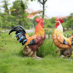 玻璃鋼公雞雕塑，公園動物雕塑