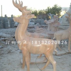 晚霞紅小鹿，動物石雕