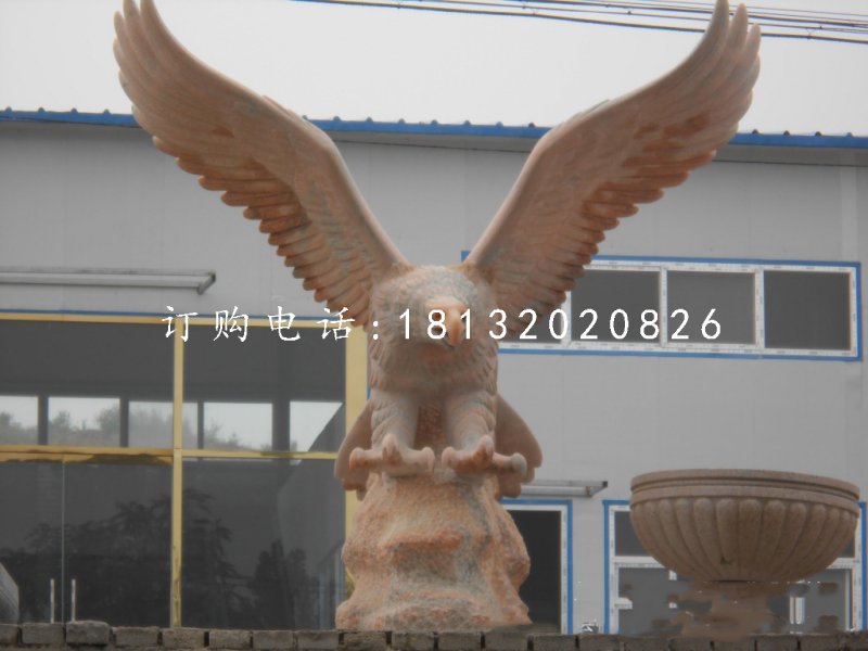 雄鷹石雕，晚霞紅老鷹石雕